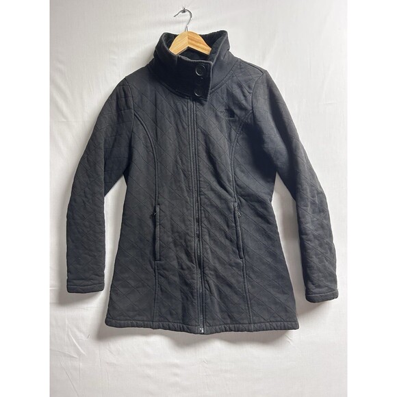 North Face Caroluna Jacket Womens Black Quilted Fleece Full Zip Large - Picture 1 of 11
